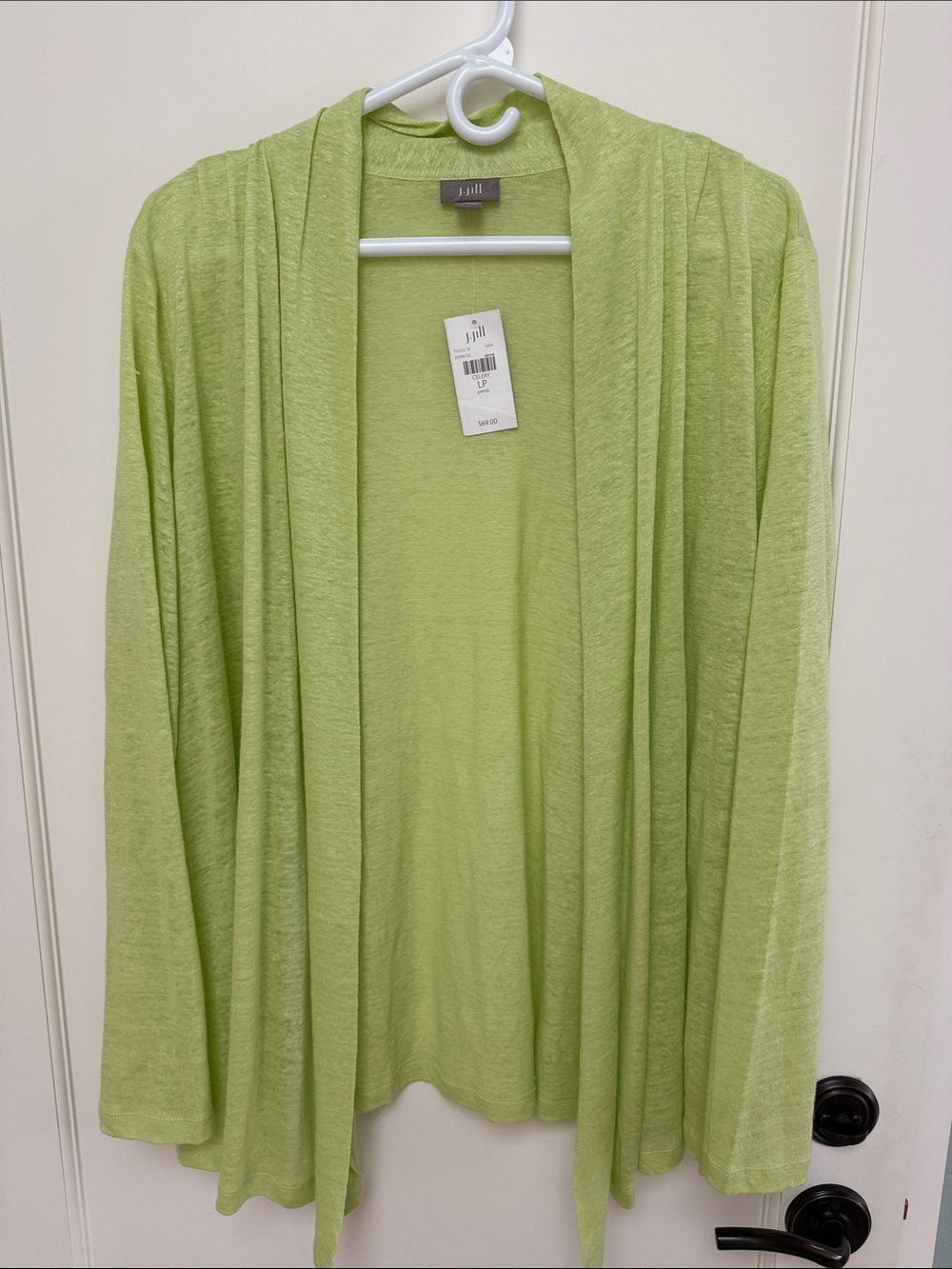 J. Jill NWT green open front cardigan L